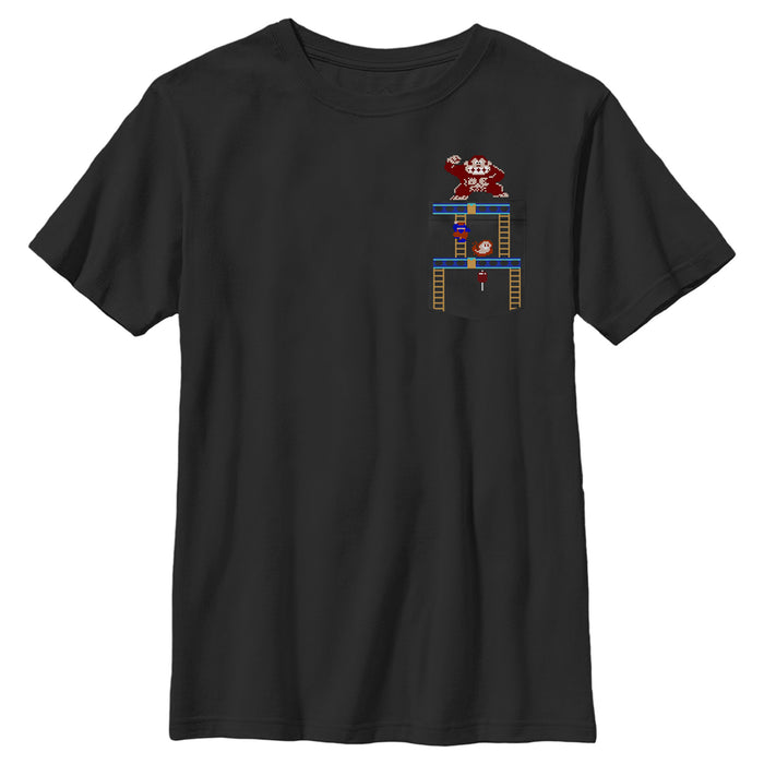 fifth sun Boy's Nintendo Donkey Kong Ladder Faux Pocket T-Shirt