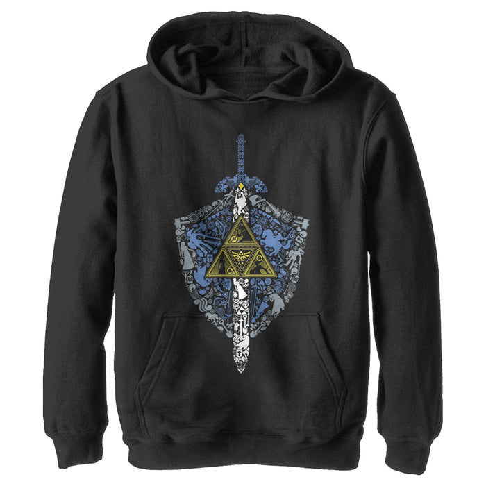 fifth sun Boy's Nintendo Legend of Zelda Hidden Pattern Pull Over Hoodie