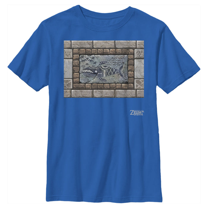 fifth sun Boy's Nintendo Legend of Zelda Link's Awakening Whale Stone Tablet T-Shirt