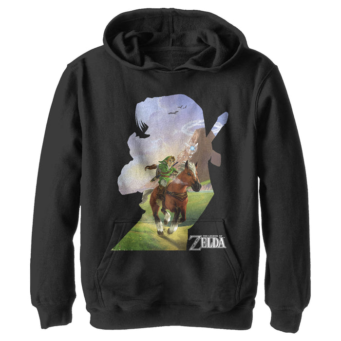 fifth sun Boy's Nintendo Legend of Zelda Link Silhouette Pull Over Hoodie