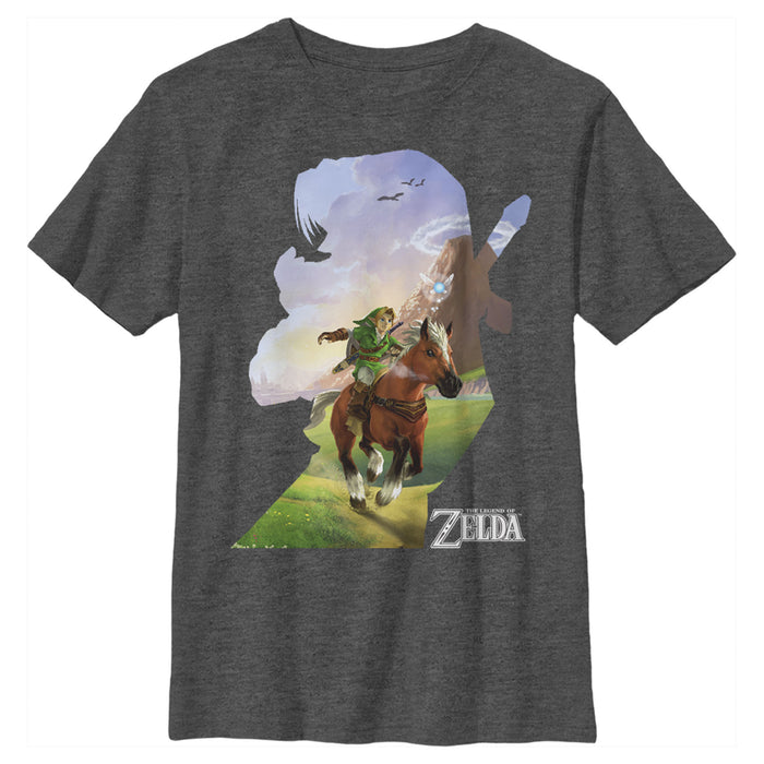 fifth sun Boy's Nintendo Legend of Zelda Link Silhouette T-Shirt