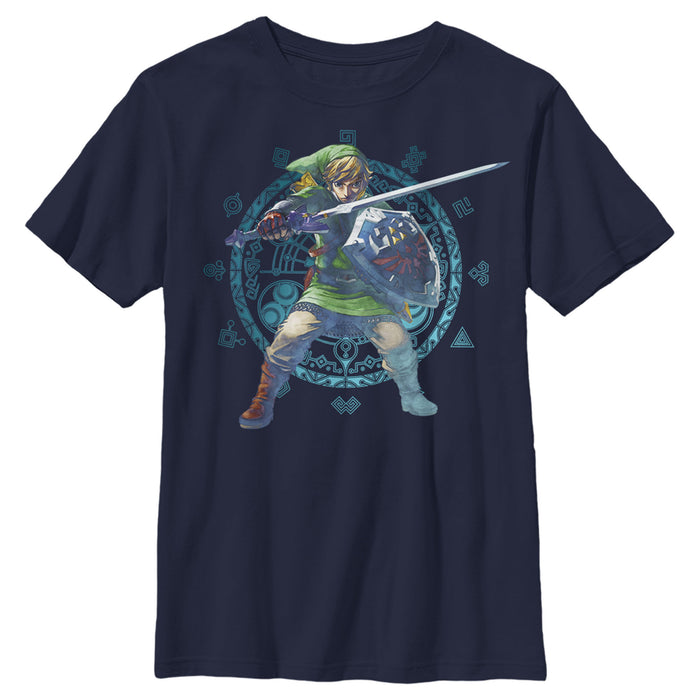 fifth sun Boy's Nintendo Legend of Zelda Link Watercolor Pattern T-Shirt