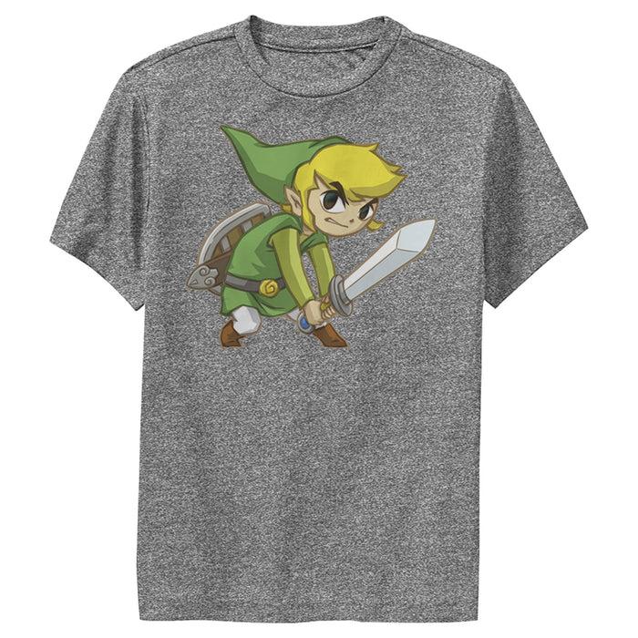 fifth sun Boy's Nintendo Legend of Zelda Spirit Tracks Link Performance Tee