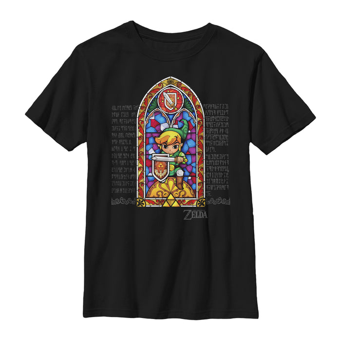 fifth sun Boy's Nintendo Legend of Zelda Stained Glass T-Shirt