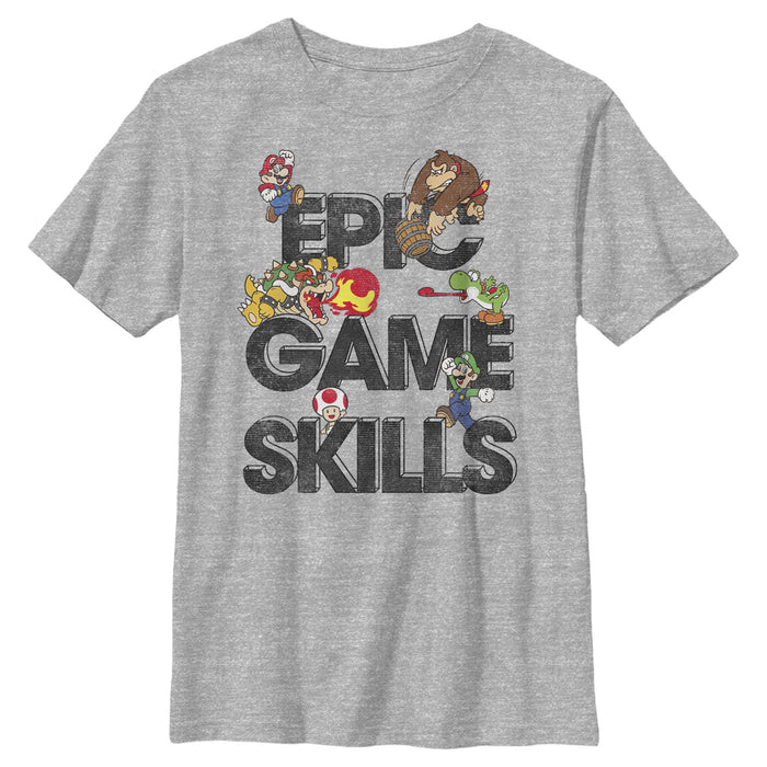 fifth sun Boy's Nintendo Mario Bros. Epic Game Skills T-Shirt