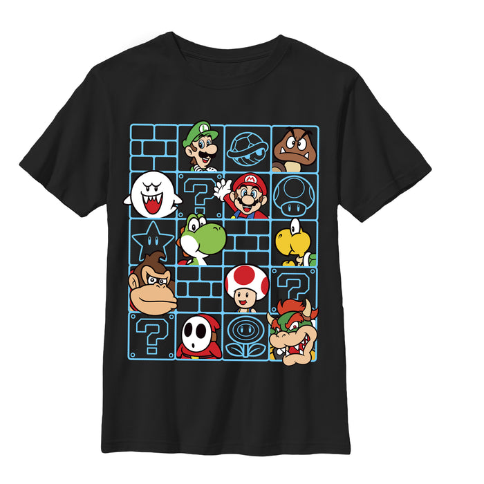 fifth sun Boy's Nintendo Mario Characters Wall T-Shirt