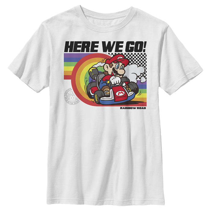fifth sun Boy's Nintendo Mario Kart Rainbow Road Racing T-Shirt