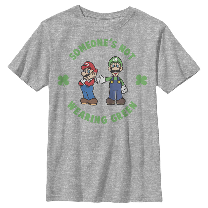fifth sun Boy's Nintendo Super Mario and Luigi St. Patrick's Not Wearing T-Shirt