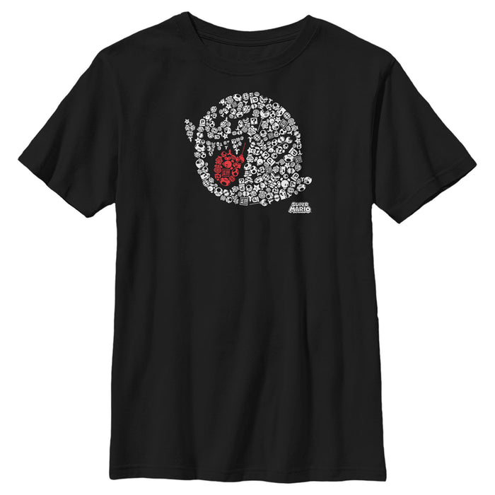 Fifth Sun Boy's Nintendo Super Mario Boo Ghost Mosaic T-Shirt