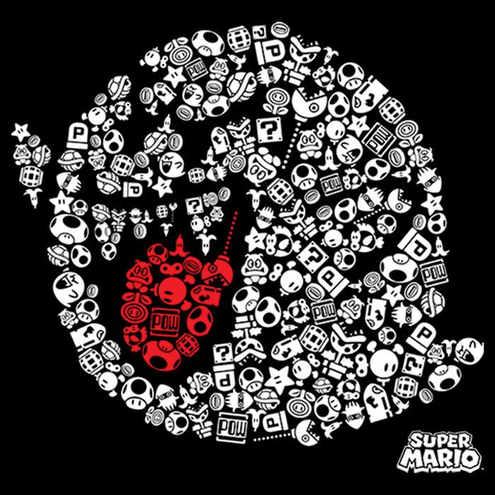 Fifth Sun Boy's Nintendo Super Mario Boo Ghost Mosaic T-Shirt