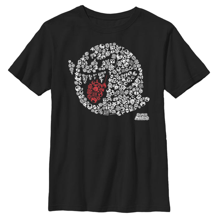 fifth sun Boy's Nintendo Super Mario Boo Ghost Mosaic T-Shirt