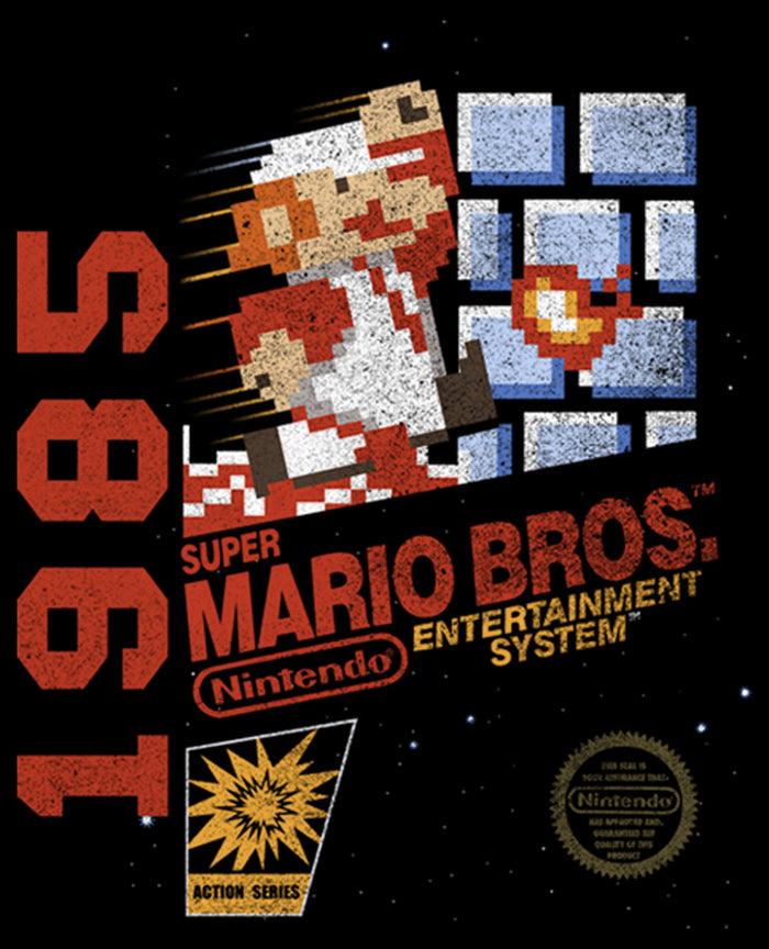 Fifth Sun Boy's Nintendo Super Mario Bros 1985 Box Art Pull Over Hoodie
