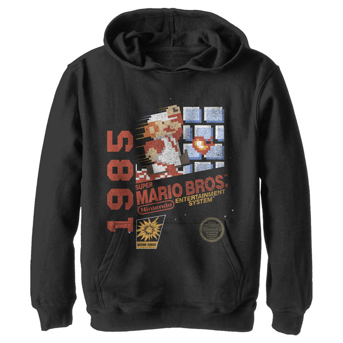 fifth sun Boy's Nintendo Super Mario Bros 1985 Box Art Pull Over Hoodie