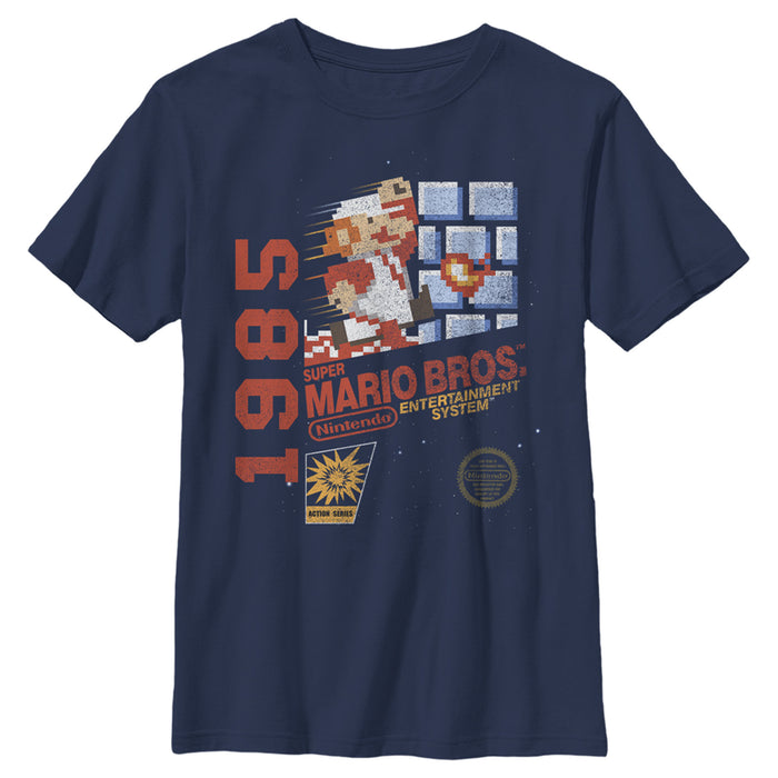 fifth sun Boy's Nintendo Super Mario Bros 1985 Box Art T-Shirt