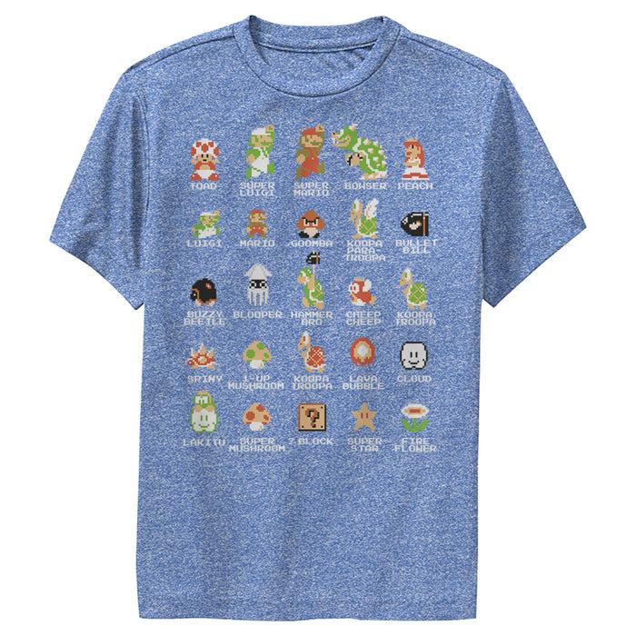 fifth sun Boy's Nintendo Super Mario Bros Character Guide Performance Tee