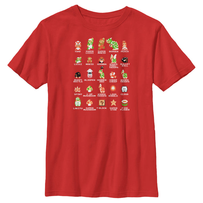 Fifth Sun Boy's Nintendo Super Mario Bros Character Guide T-Shirt