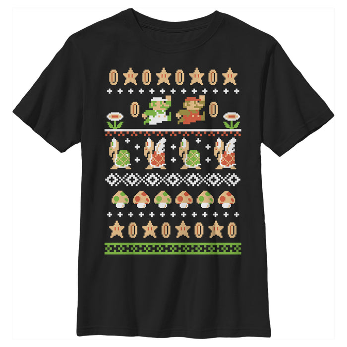 fifth sun Boy's Nintendo Super Mario Bros Pattern T-Shirt
