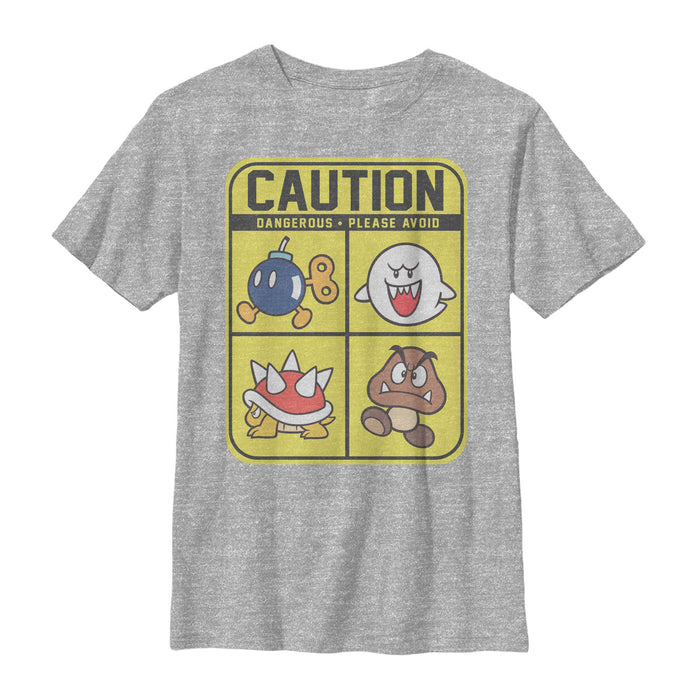 fifth sun Boy's Nintendo Super Mario Caution T-Shirt