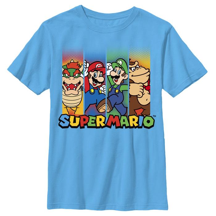fifth sun Boy's Nintendo Super Mario Characters in Stripes T-Shirt