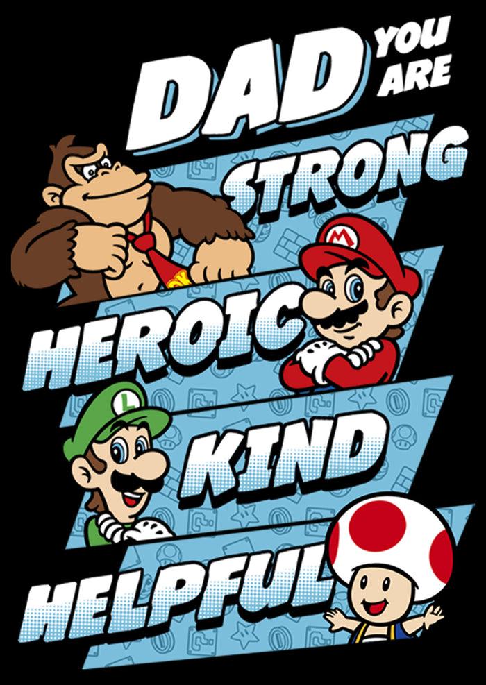 Fifth Sun Boy's Nintendo Super Mario Dad You Are Strong Heroic Kind Helpful T-Shirt