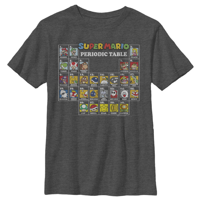 fifth sun Boy's Nintendo Super Mario Periodic Table of Elements T-Shirt