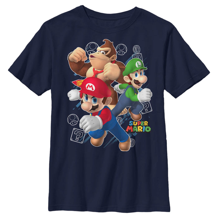 fifth sun Boy's Nintendo Super Mario Power Trio T-Shirt