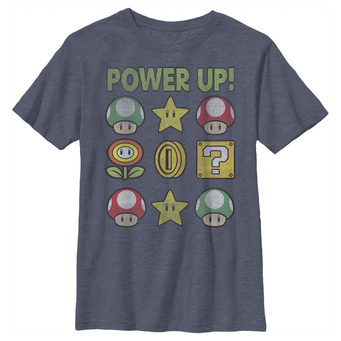 fifth sun Boy's Nintendo Super Mario Power Up Bingo T-Shirt