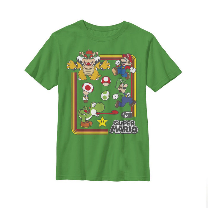 fifth sun Boy's Nintendo Super Mario Rainbow Frame T-Shirt