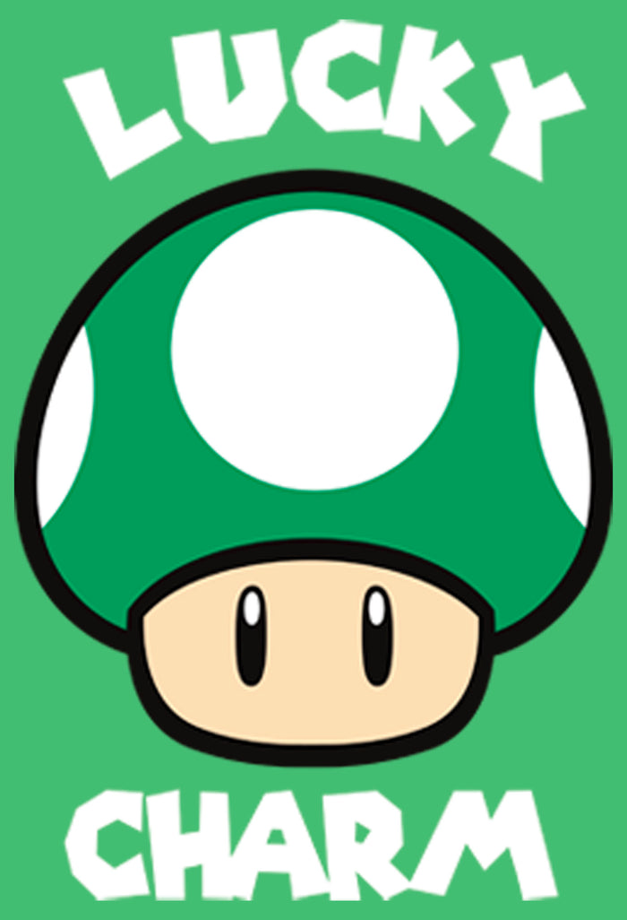 Fifth Sun Boy's Nintendo Super Mario St. Patrick's Day Extra Life Mushroom Lucky Charm T-Shirt