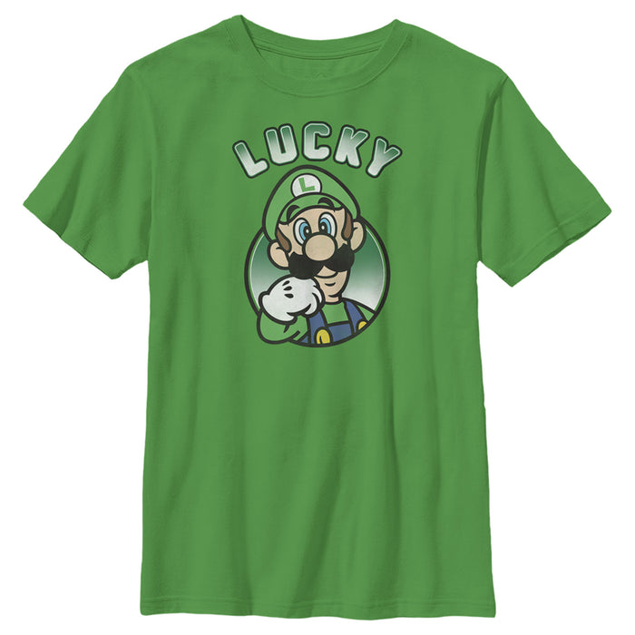 fifth sun Boy's Nintendo Super Mario St. Patrick's Day Lucky Luigi Retro T-Shirt