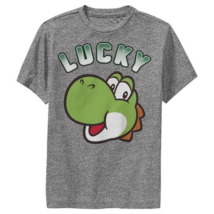 fifth sun Boy's Nintendo Super Mario St. Patrick's Day Lucky Yoshi Retro Performance Tee
