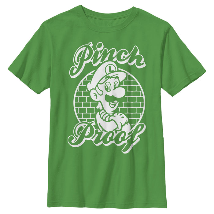 fifth sun Boy's Nintendo Super Mario St. Patrick's Day Pinch Proof Luigi Retro T-Shirt