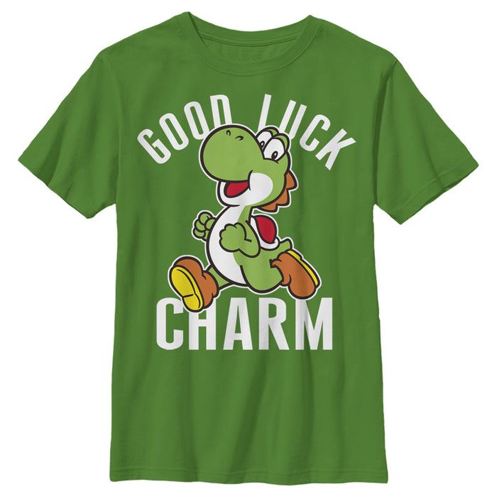fifth sun Boy's Nintendo Super Mario Yoshi St. Patrick's Good Luck Charm T-Shirt