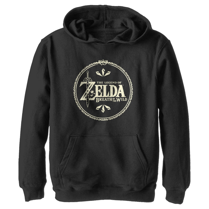 fifth sun Boy's Nintendo The Legend of Zelda Breath of the Wild Circle Logo Pull Over Hoodie