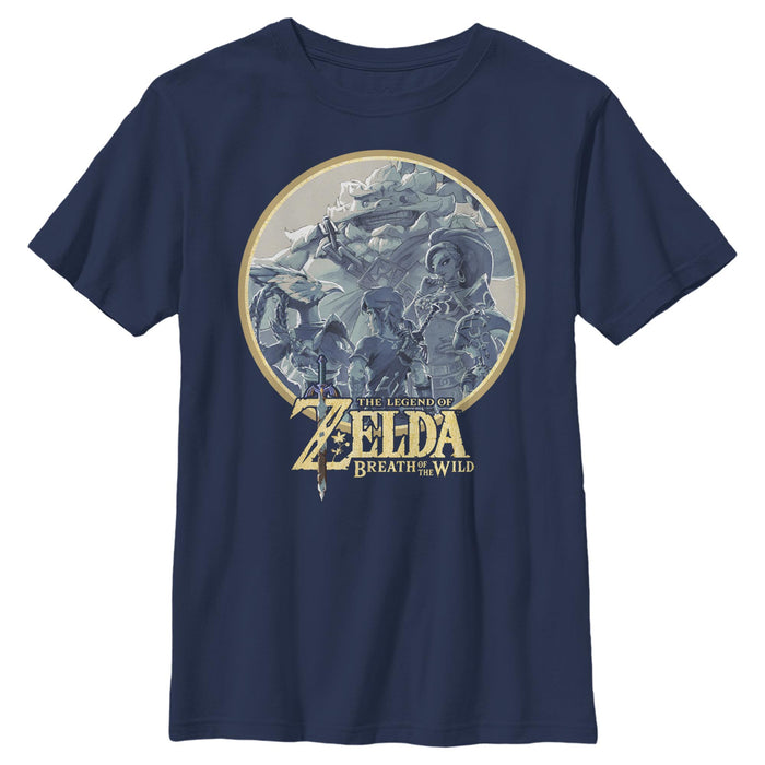 fifth sun Boy's Nintendo The Legend of Zelda Breath of the Wild Portrait T-Shirt
