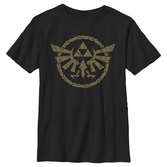 fifth sun Boy's Nintendo The Legend of Zelda: Tears of the Kingdom Gold Hyrule Crest T-Shirt