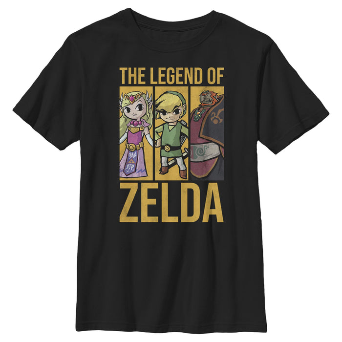 fifth sun Boy's Nintendo The Legend of Zelda The Windwaker Character Panels Distressed T-Shirt