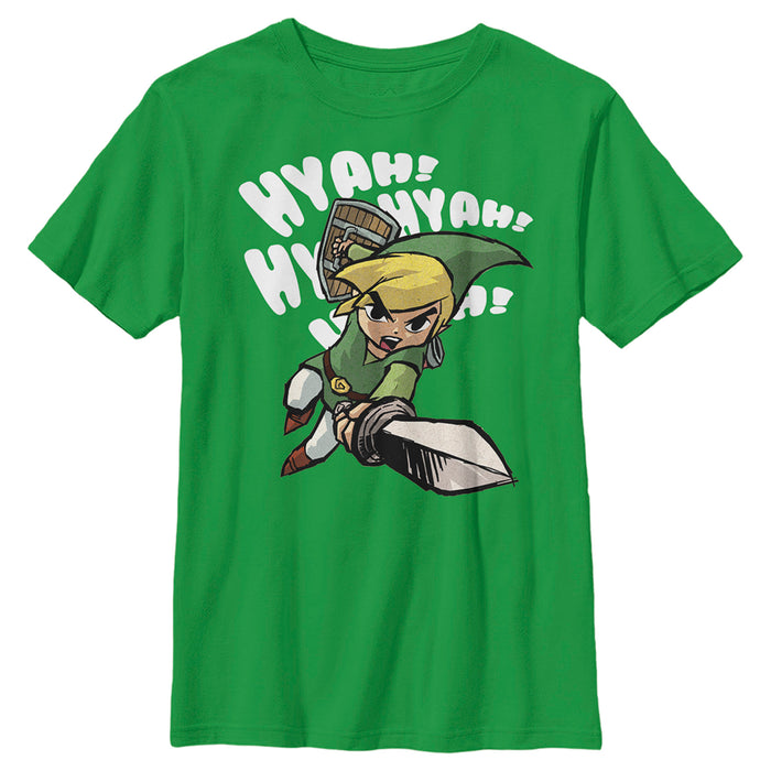 fifth sun Boy's Nintendo The Legend of Zelda The Windwaker Link Hyah T-Shirt