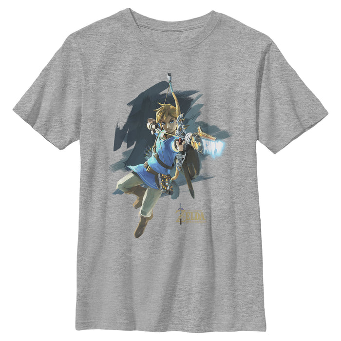 fifth sun Boy's Nintendo Zelda Link Bow and Arrow Jump T-Shirt