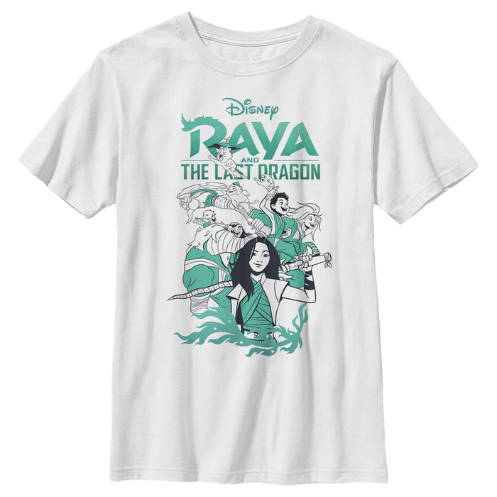 fifth sun Boy's Raya and the Last Dragon Characters in Action T-Shirt