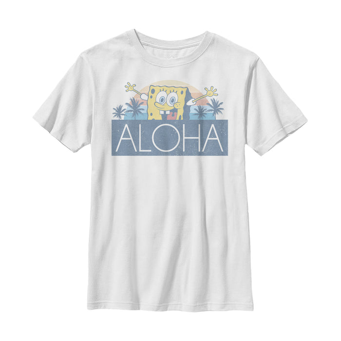 fifth sun Boy's SpongeBob SquarePants Aloha Sunset Block T-Shirt