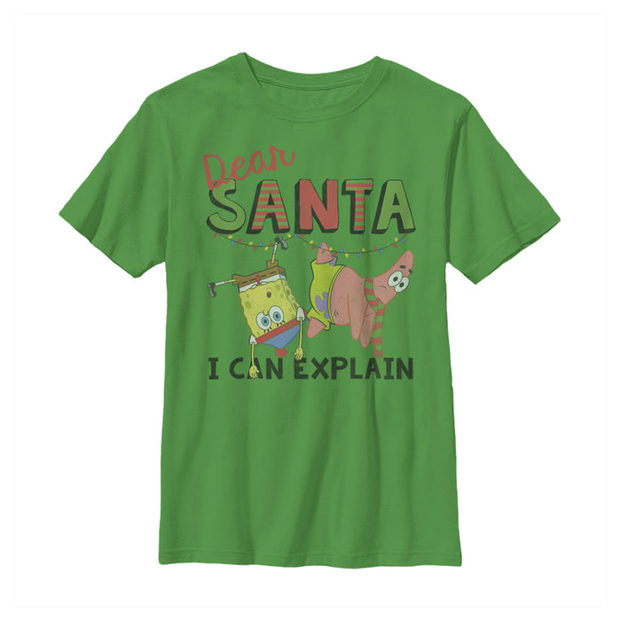 fifth sun Boy's SpongeBob SquarePants Christmas Santa Can Explain T-Shirt