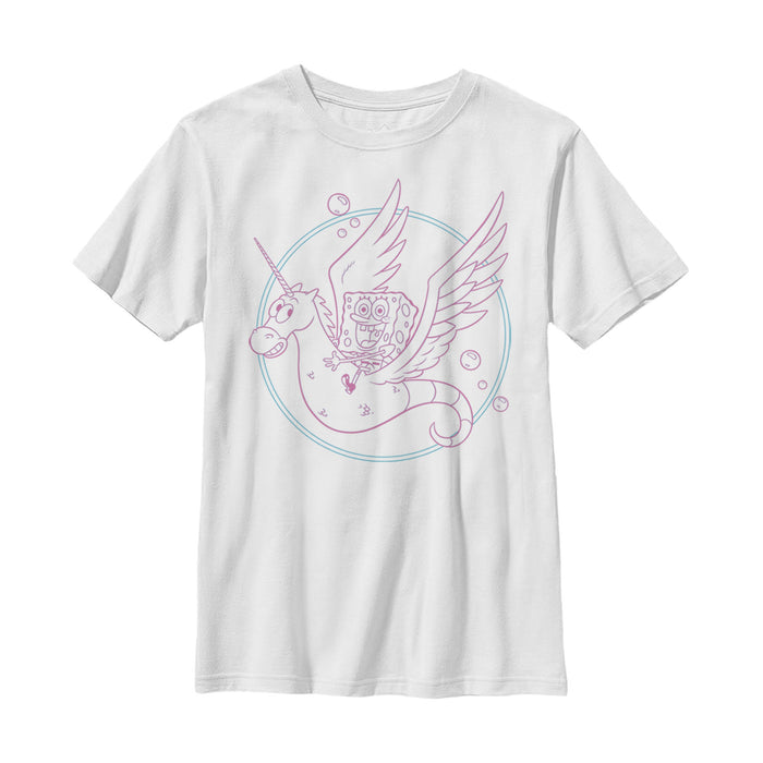 fifth sun Boy's SpongeBob SquarePants Seahorse Unicorn Ride T-Shirt