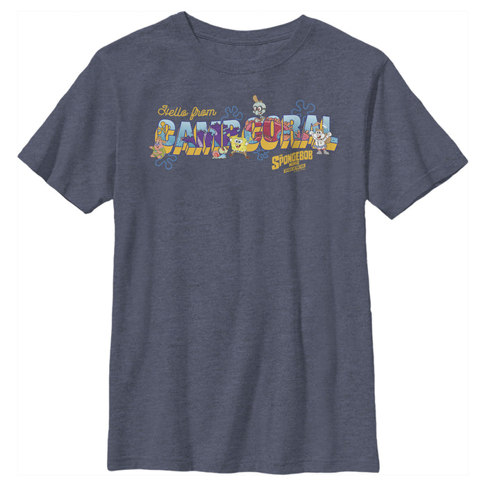 fifth sun Boy's SpongeBob SquarePants Sponge on the Run Camp Coral Hello T-Shirt