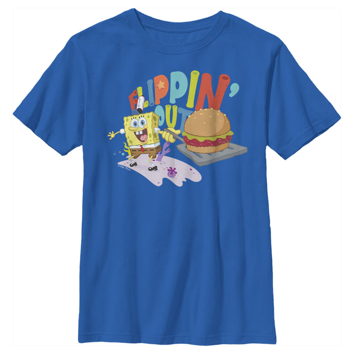 fifth sun Boy's SpongeBob SquarePants Sponge on the Run Flippin' Out Burger T-Shirt