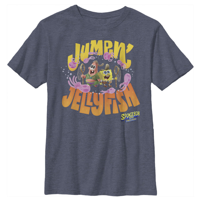 fifth sun Boy's SpongeBob SquarePants Sponge on the Run Jumping Jellyfish T-Shirt