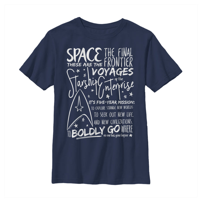fifth sun Boy's Star Trek 5-Year Mission Text T-Shirt