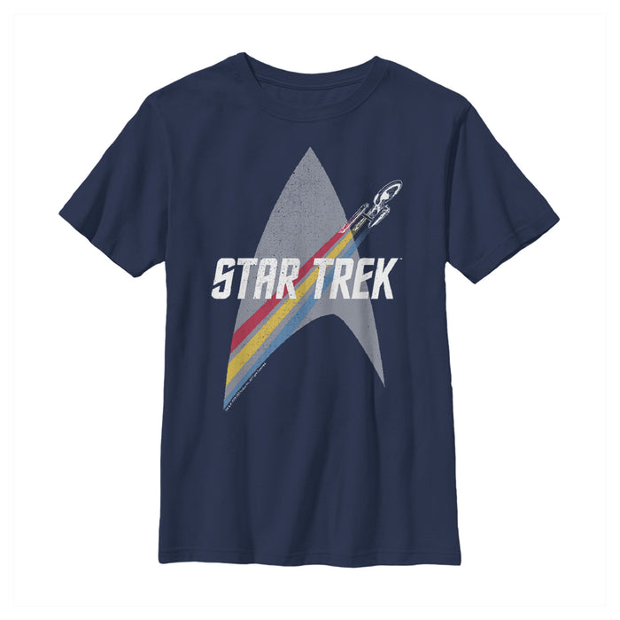 fifth sun Boy's Star Trek Enterprise Starfleet Rainbow Streak T-Shirt