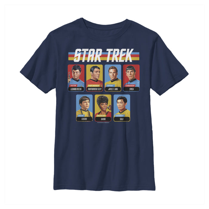 fifth sun Boy's Star Trek Rainbow Enterprise Crew Playing Cards T-Shirt