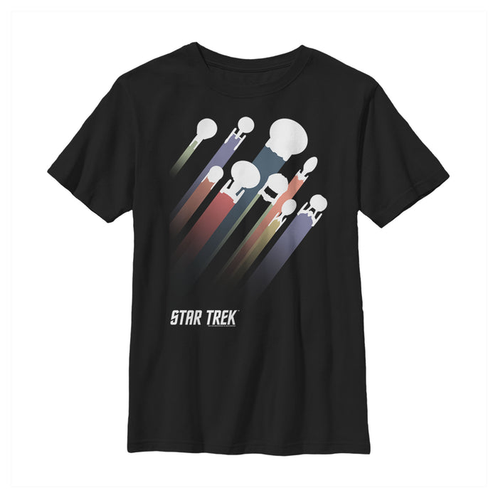 fifth sun Boy's Star Trek Spaceship Rainbow Streak T-Shirt